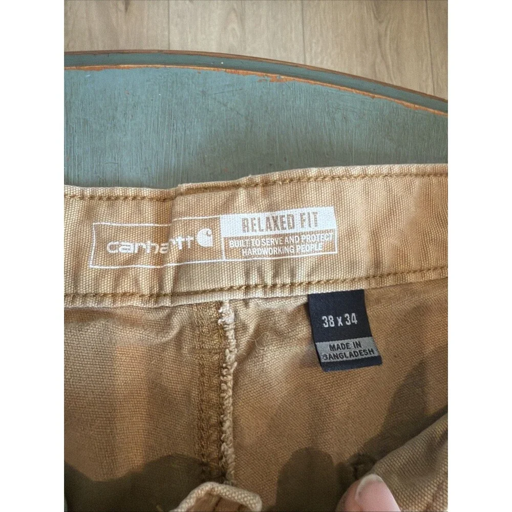 Carhartt 102802 Double Knee Carpenter Pants Mens 38x34 Brown Duck Utility Work‎